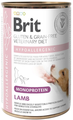 Brit Veterinary Diet Hipoalergénica Sem Glúten e Sem Cereais Monoproteica de Cordeiro — 400 g