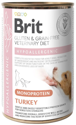 Brit Veterinary Diet Hipoalergénica Sem Glúten e Sem Cereais Monoproteica de Peru — 400 g